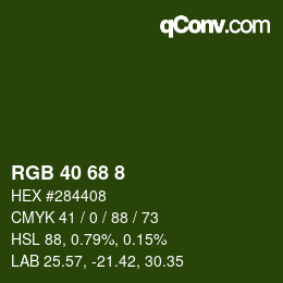 カラーコード: RGB 40 68 8 | qconv.com