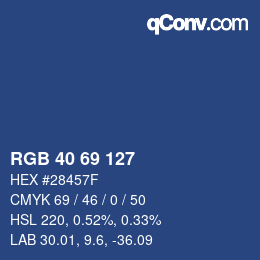 颜色代码: RGB 40 69 127 | qconv.com