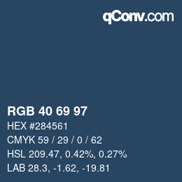 Color code: RGB 40 69 97 | qconv.com