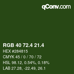 カラーコード: RGB 40 72.4 21.4 | qconv.com