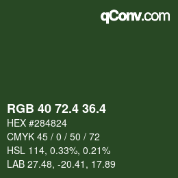 カラーコード: RGB 40 72.4 36.4 | qconv.com
