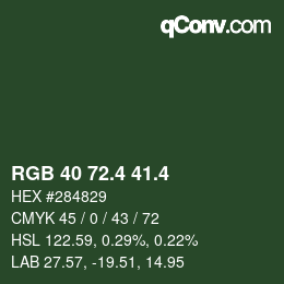カラーコード: RGB 40 72.4 41.4 | qconv.com