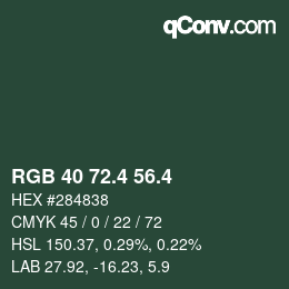 カラーコード: RGB 40 72.4 56.4 | qconv.com