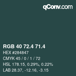 カラーコード: RGB 40 72.4 71.4 | qconv.com