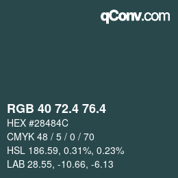 カラーコード: RGB 40 72.4 76.4 | qconv.com