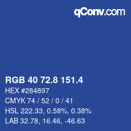 カラーコード: RGB 40 72.8 151.4 | qconv.com