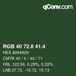 カラーコード: RGB 40 72.8 41.4 | qconv.com