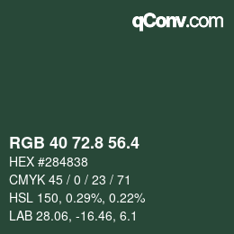カラーコード: RGB 40 72.8 56.4 | qconv.com