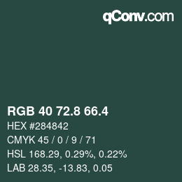 カラーコード: RGB 40 72.8 66.4 | qconv.com