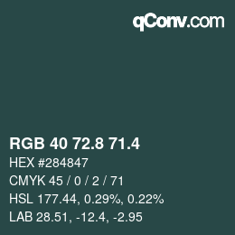 カラーコード: RGB 40 72.8 71.4 | qconv.com