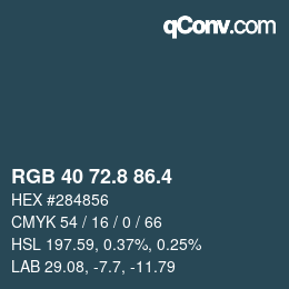 カラーコード: RGB 40 72.8 86.4 | qconv.com