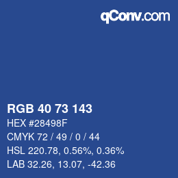 Farbcode: RGB 40 73 143 | qconv.com