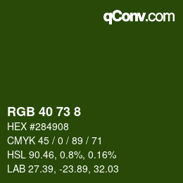 Color code: RGB 40 73 8 | qconv.com