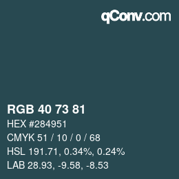 Color code: RGB 40 73 81 | qconv.com