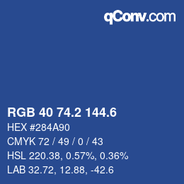 カラーコード: RGB 40 74.2 144.6 | qconv.com