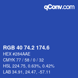 カラーコード: RGB 40 74.2 174.6 | qconv.com