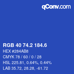カラーコード: RGB 40 74.2 184.6 | qconv.com