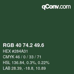 カラーコード: RGB 40 74.2 49.6 | qconv.com