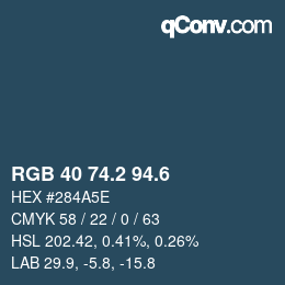 カラーコード: RGB 40 74.2 94.6 | qconv.com