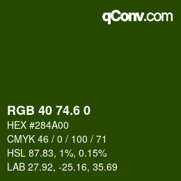 カラーコード: RGB 40 74.6 0 | qconv.com