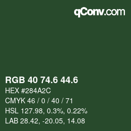カラーコード: RGB 40 74.6 44.6 | qconv.com