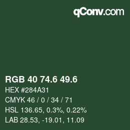 カラーコード: RGB 40 74.6 49.6 | qconv.com