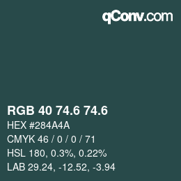 カラーコード: RGB 40 74.6 74.6 | qconv.com