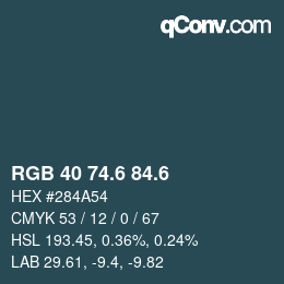 カラーコード: RGB 40 74.6 84.6 | qconv.com