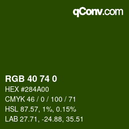 Color code: RGB 40 74 0 | qconv.com