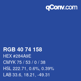 カラーコード: RGB 40 74 158 | qconv.com