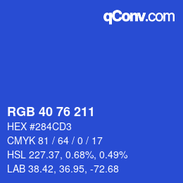 カラーコード: RGB 40 76 211 | qconv.com