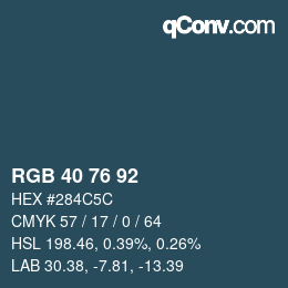 カラーコード: RGB 40 76 92 | qconv.com
