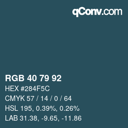 カラーコード: RGB 40 79 92 | qconv.com