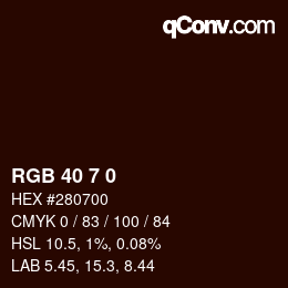 Color code: RGB 40 7 0 | qconv.com