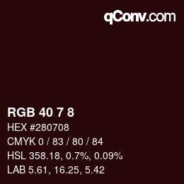 Farbcode: RGB 40 7 8 | qconv.com