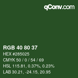 Color code: RGB 40 80 37 | qconv.com