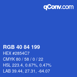 Color code: RGB 40 84 199 | qconv.com