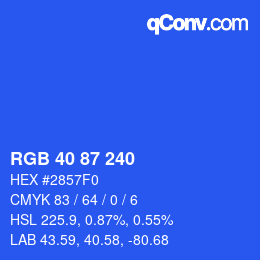颜色代码: RGB 40 87 240 | qconv.com
