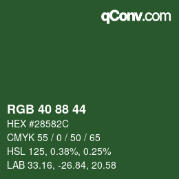 Color code: RGB 40 88 44 | qconv.com