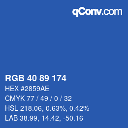 Color code: RGB 40 89 174 | qconv.com
