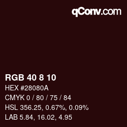 Color code: RGB 40 8 10 | qconv.com