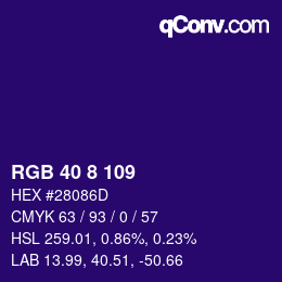 Color code: RGB 40 8 109 | qconv.com