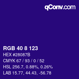 Color code: RGB 40 8 123 | qconv.com