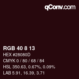 Color code: RGB 40 8 13 | qconv.com