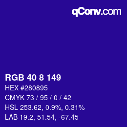 Color code: RGB 40 8 149 | qconv.com