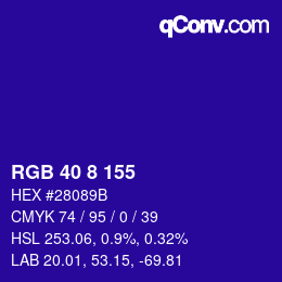 Color code: RGB 40 8 155 | qconv.com