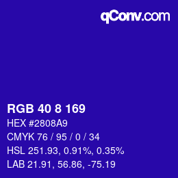 Color code: RGB 40 8 169 | qconv.com