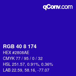 Color code: RGB 40 8 174 | qconv.com