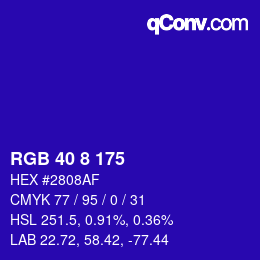 Color code: RGB 40 8 175 | qconv.com