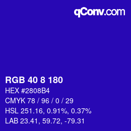 カラーコード: RGB 40 8 180 | qconv.com